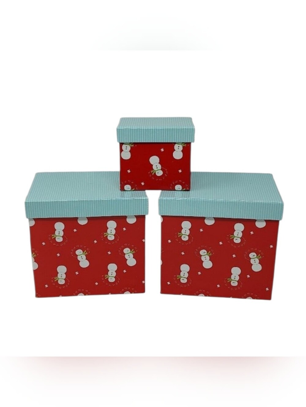 Sandra Magsamen Box Set of 3 Christmas Snowman Gift Boxes Holiday Storage Decor